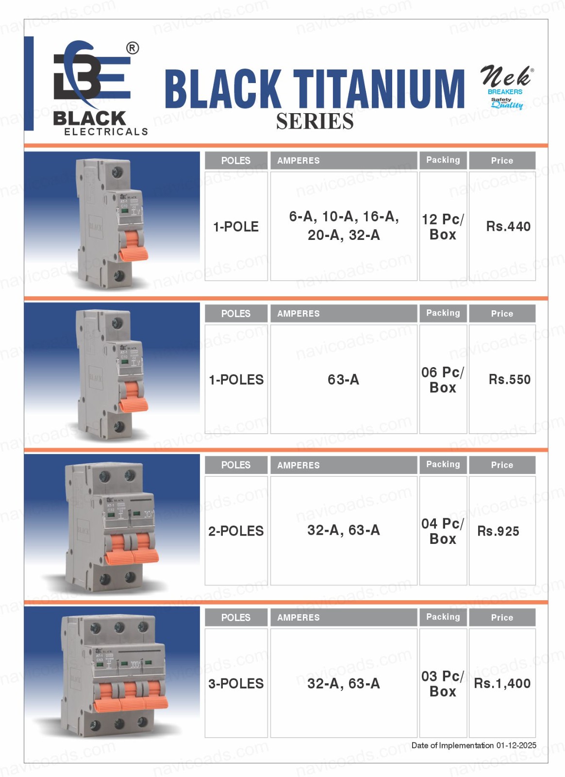 price list titanium breaker